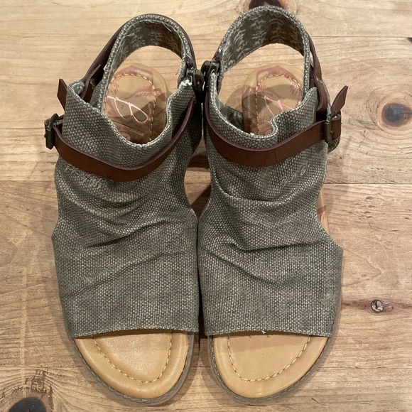 NWT Blowfish Malibu Balla Sandals side zip Neutral Olive Green Brown 7.5 - Picture 1 of 6